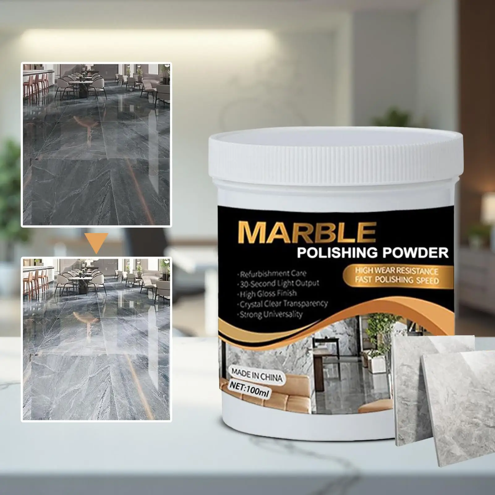100ml Marble Shine Paste Stain Remover Buffing Shine Restorer Granite Quartz Counter Cleaning Paste For Kitchen Shower Tile