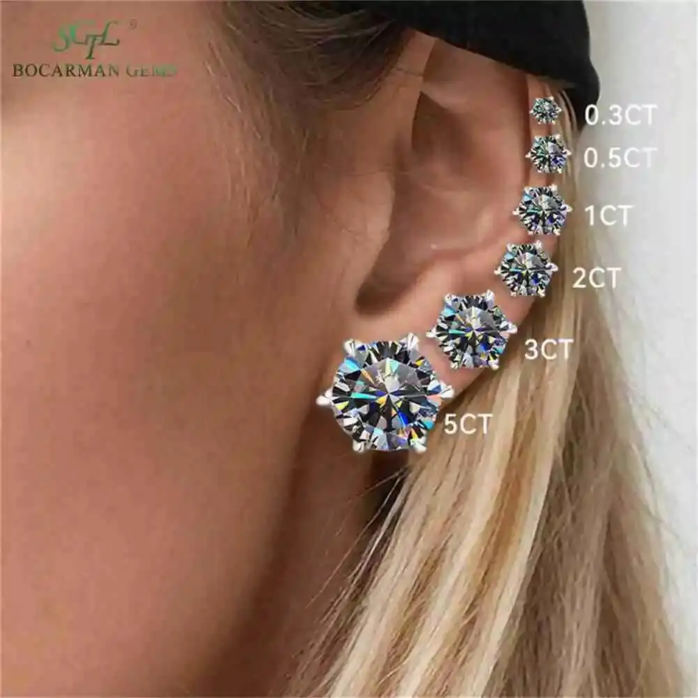 

Classic 6-Prong Design Unisex Moissanite Stud Earrings 0.6-10CT Pr S925 Silver & Platinum/Gold Plated Stocked at 0.6-10CT Pr