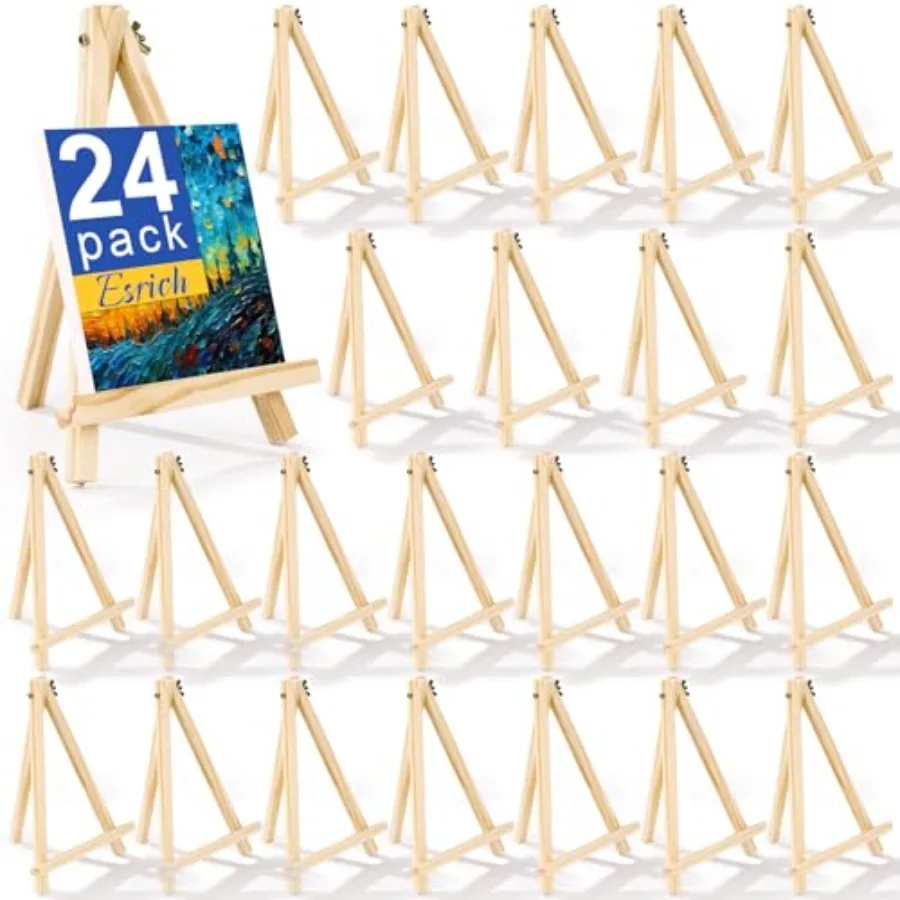 

24 Pack 9 Inch Wood Easels Easel Stand for Painting Canvases Art and Crafts Tripod Painting Party Easel Student Tabletop Easels