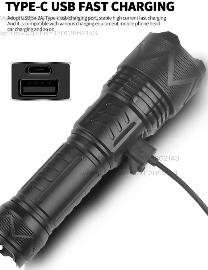 Outdoor Lighting Tools LED Torch 3000 Lumens High Power Torch Light 300m Long Range Powerbank Powerful Flashlights for Hiking