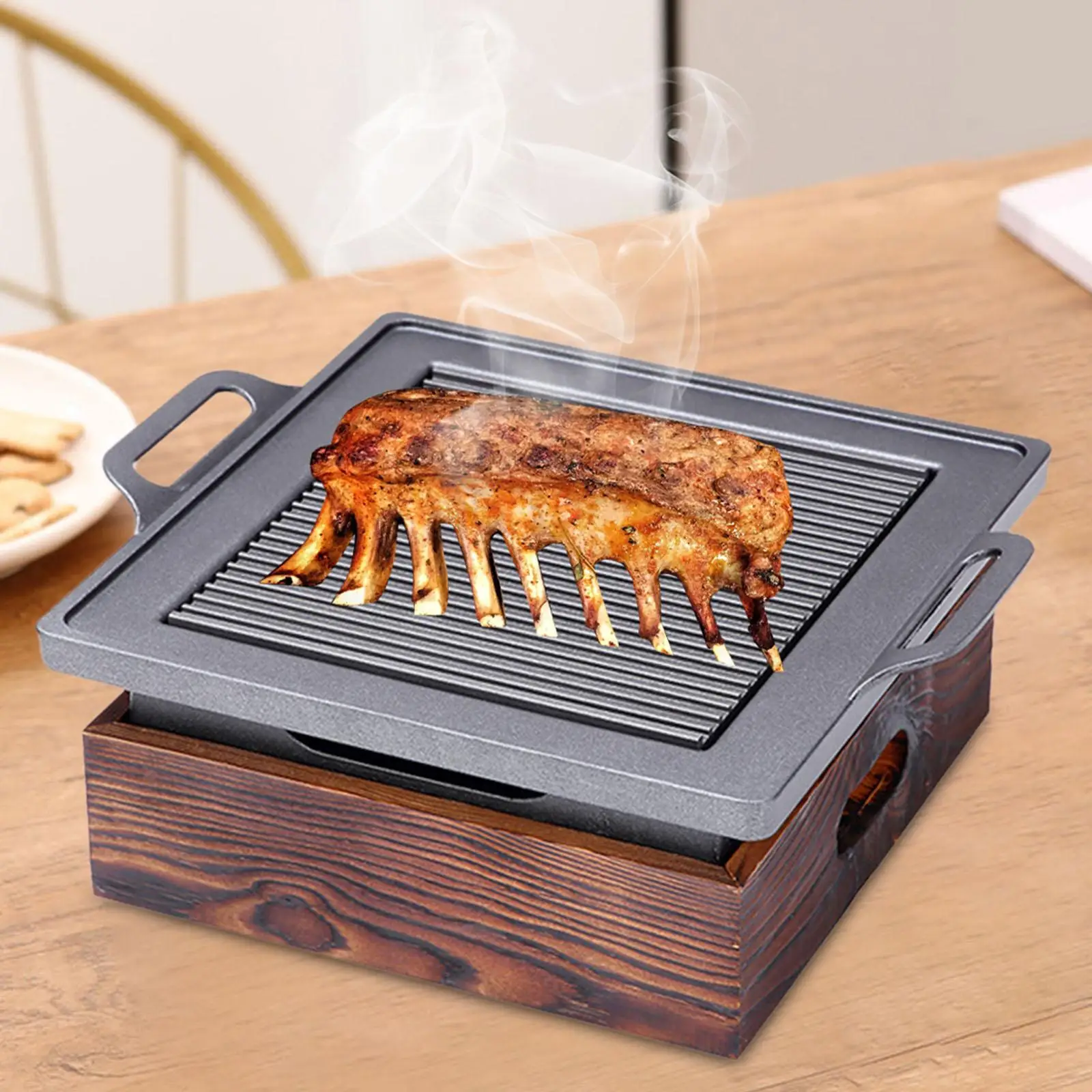 

Korean BBQ Grill Household,Roasting Practical Aluminum Alloy Barbecue Grill Outdoor Grilling Pan Griddle for Outdoor Picnic Home