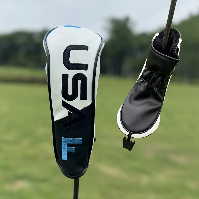 غطاء رأس نادي الجولف - مادة متينة مقاومة للغبار، أبيض مع زخرفة زرقاء وتصميم USAX جريئة، مقاومة للخدش والصدمات #3