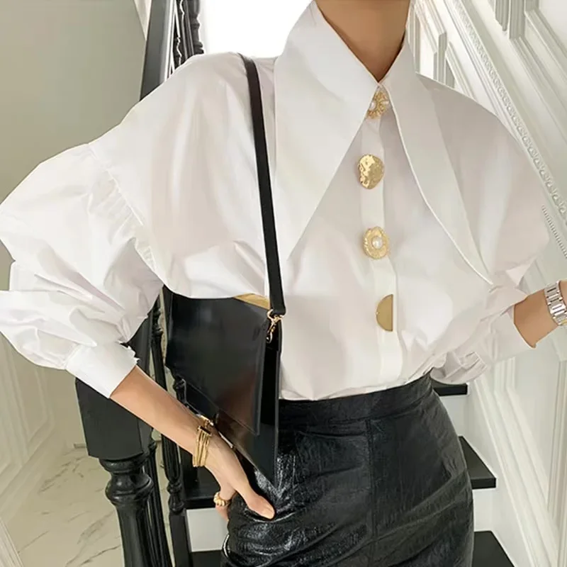 New Long Sleeve Turn Down Collar Women Shirt White Shirt Blouse Women Tops Blouses Shirts Blusas Para Mujer Camisas Blusa M109