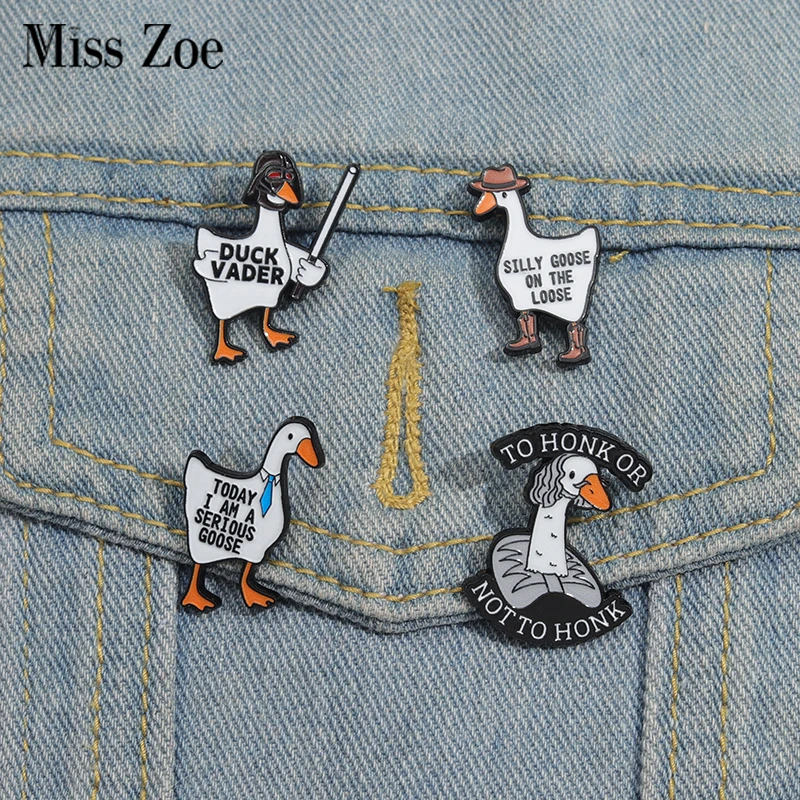 Today I Am A Serious Goose Enamel Pins Custom Funny Goose Brooches Lapel Badges Animal Jewelry Gift for Friends