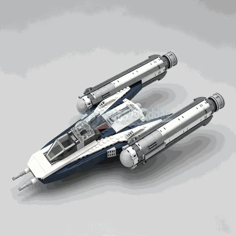 NEW Pcs Yellow Dual Engine Space Fighter Building Blocks Future Aircraft Model Creative DIY Assembly Display Birthday Gift Toy