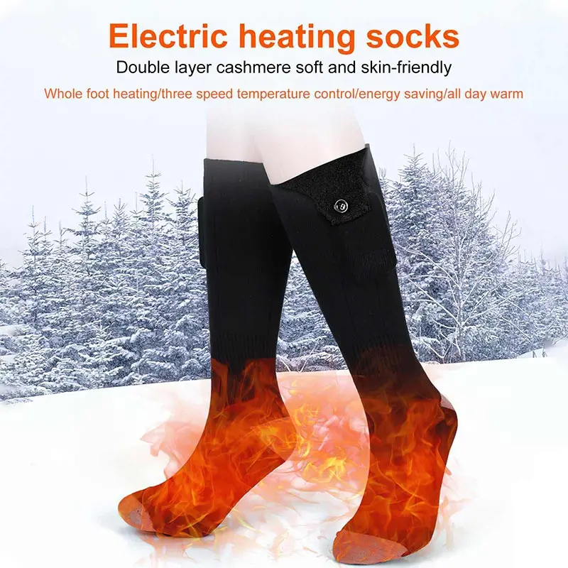 Heated Socks Outdoor Skiing Warm Footwear Constant Temperature Electric Socks With 4-level Temp Control 5000mAh Portable Power