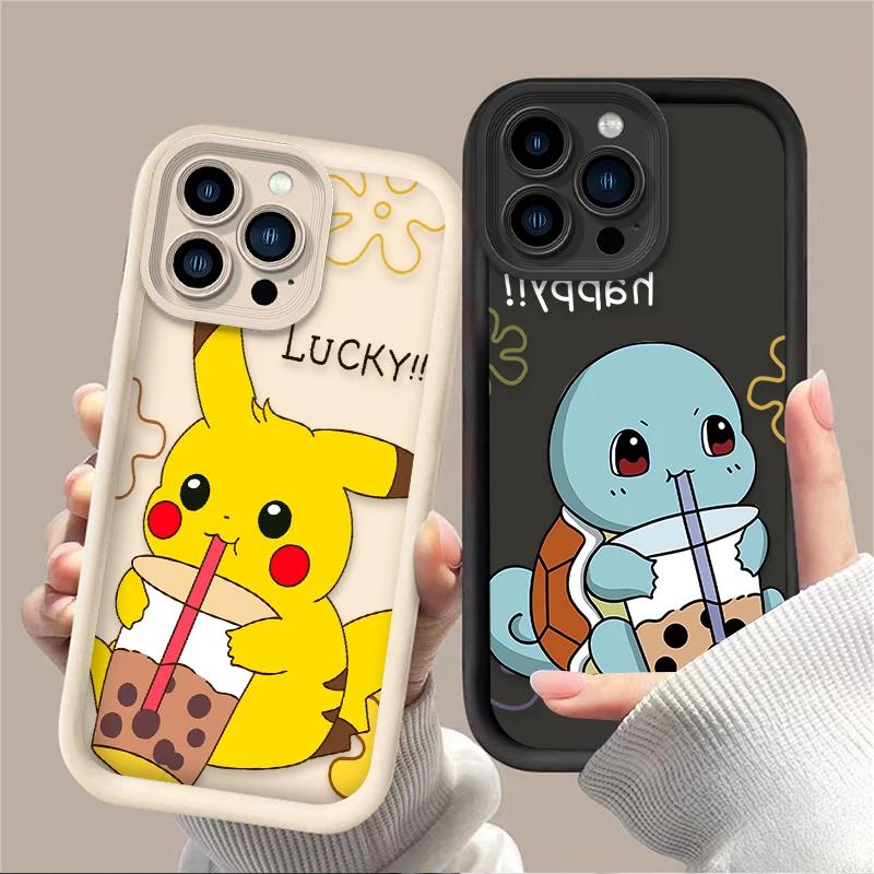 Lovely P-Pokemon Case For iPhone 16 15 14 13 12 11 Pro Max X XS X S Max XR SE 2020 7 8 Plus Silicone Shockproof Protective Cover