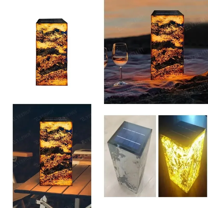Creative Solar Natural Stone Table Lamp Outdoor Hotel Bar Home Decoration Light Emitting Diode Ambient Light