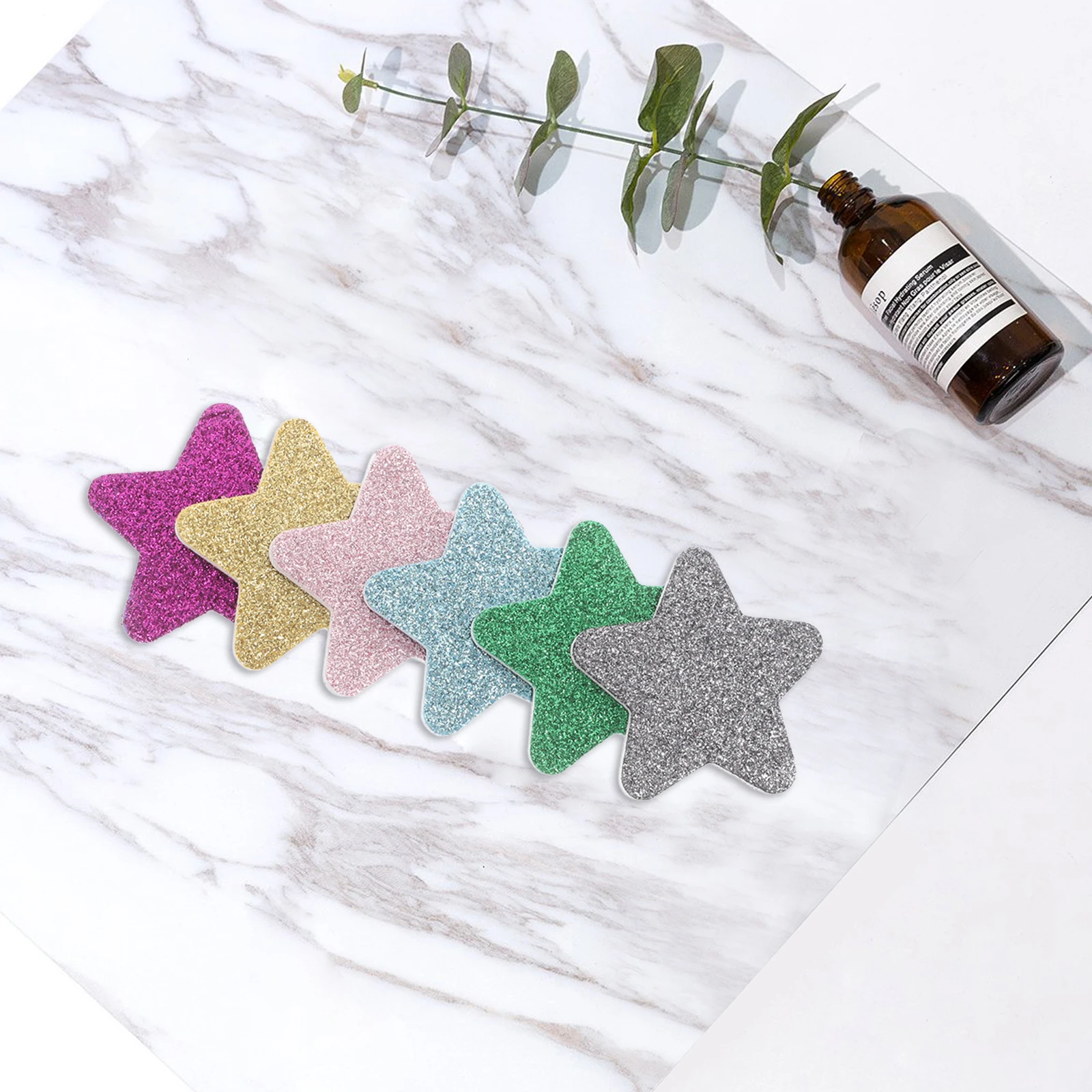 12 قطعة شكل نجمة عازلة الإسفنج بريق ملف شرائط ملفات الأظافر الصغيرة لعيد الميلاد مانيكير باديكير المحمولة المتاح العناية بالأظافر