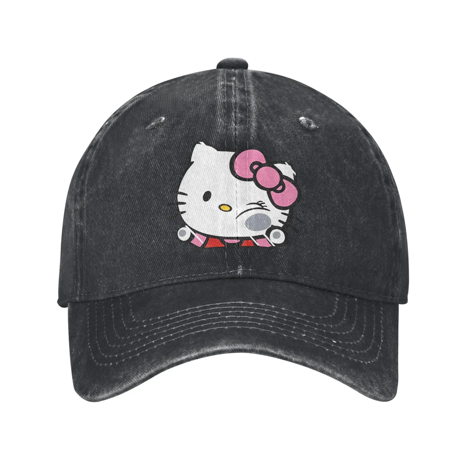

Летняя бейсболка Hello Kitty, оптовая продажа от солнца, изготовленные на заказ DIY мытые шляпы в стиле хип-хоп, пара женщин, встроенная кепка в стиле ретро Kpop Rock Snapback