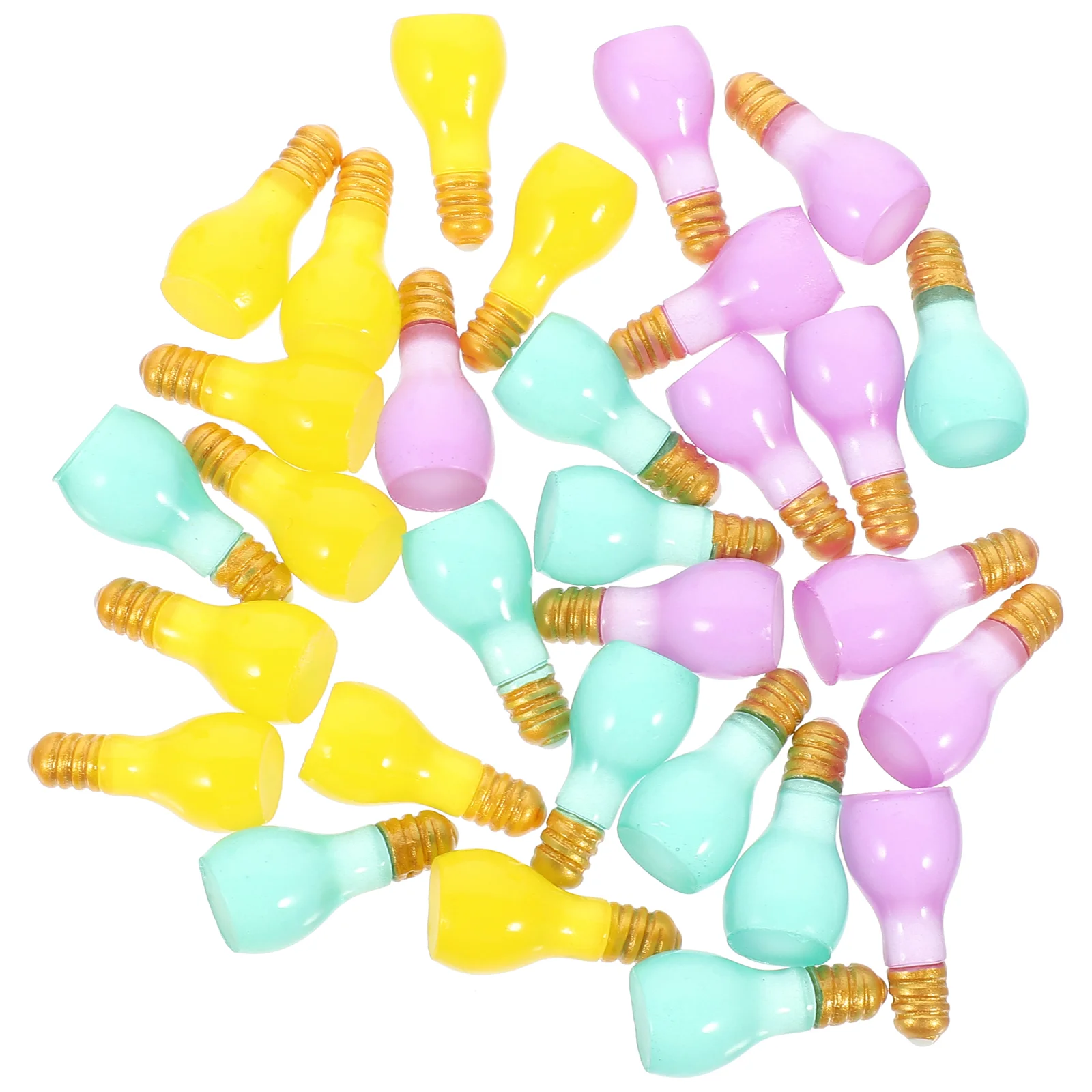 30 Pcs DIY Fluorescent Accessories Mini Home Decoration Miniature Resin Bulb Model Keychain