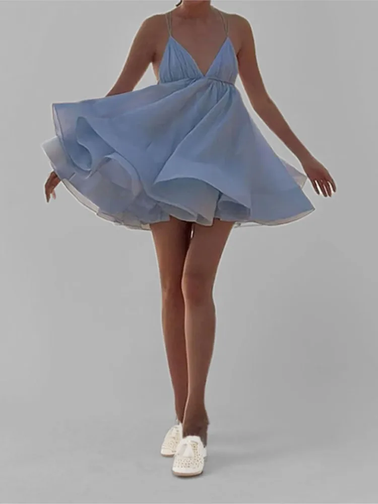 Seksowne Mini Sukienki Damskie Jednolite Kolory Modne Cienkie Ramiączka Dekolt V Odkryte Plecy Elegancka Sukienka na Imprezę Bal Klub Nocny Kolację Vestidos