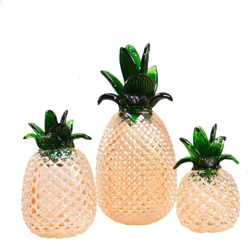 Creative pastoral stained glass pineapple ornaments model room living room dining room coffee table decoration
