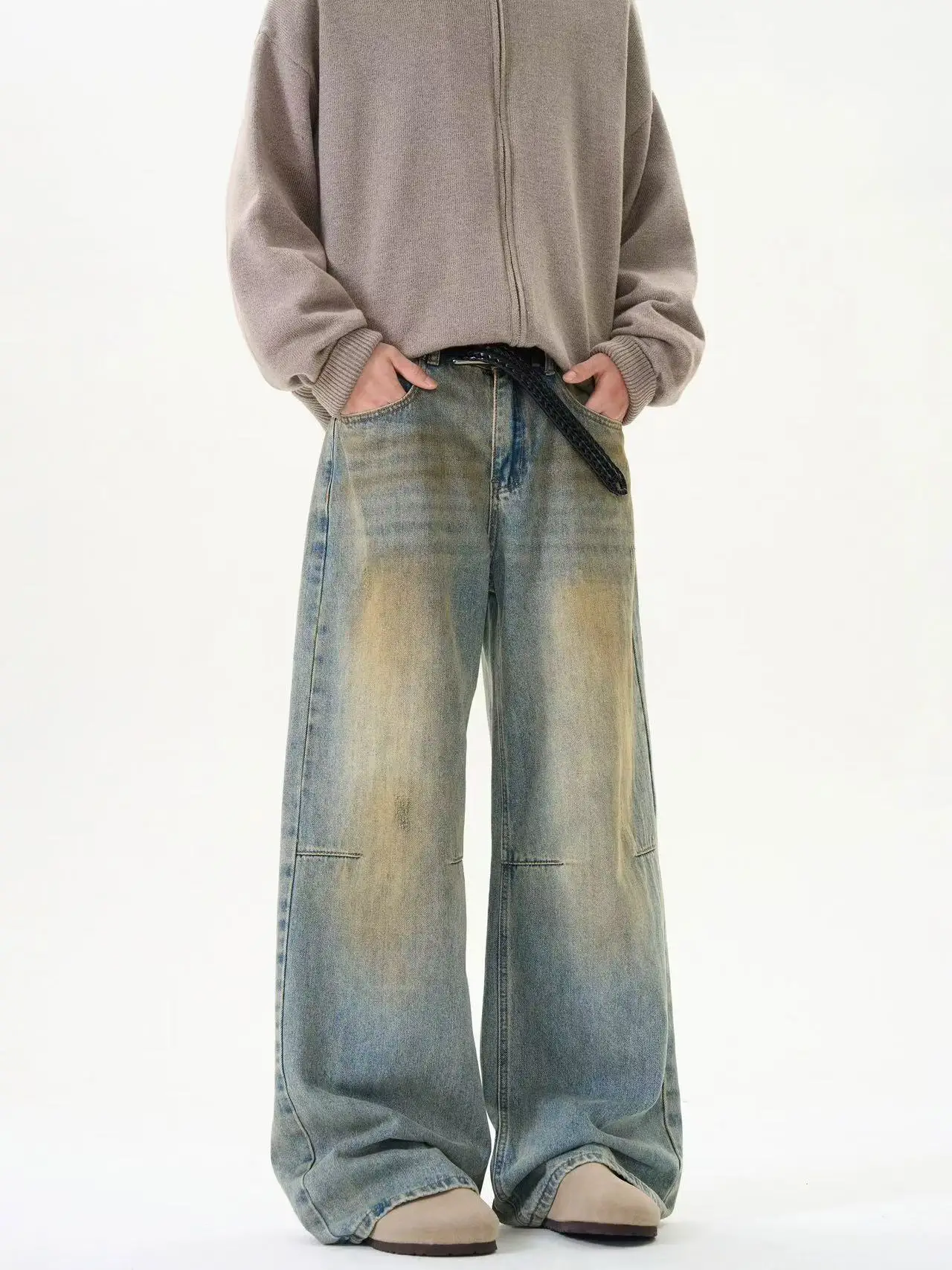Waed Vintage American Sle Jeans Men's Casual Loose Straight Leg Jeans Durable Denim Youthful Trend Spring Autumn Wear