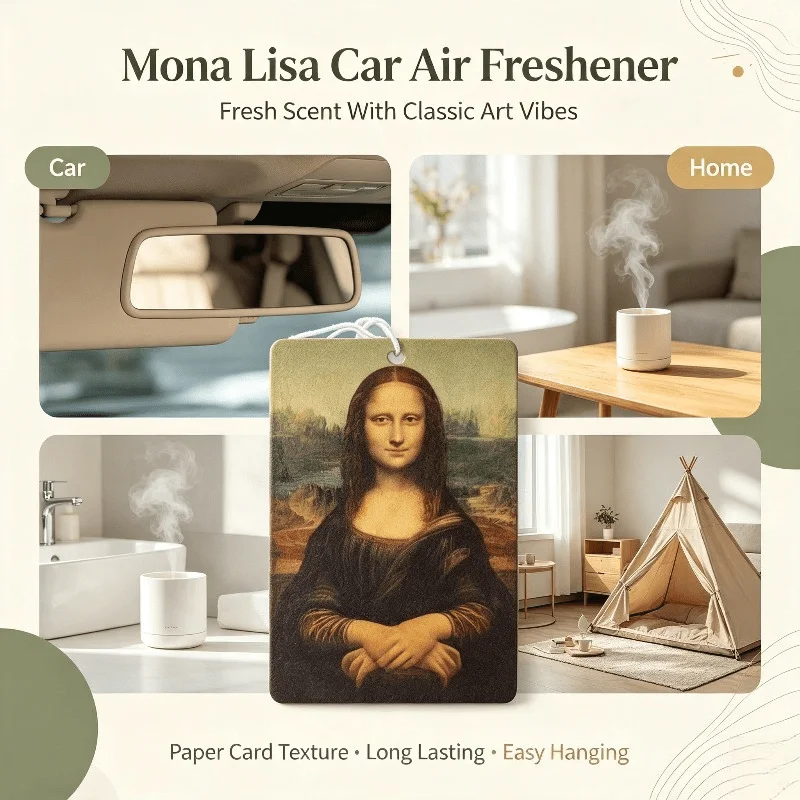 Car Air Freshener Classic Mona Lisa Art Print Hanging Scent Card for Car Rearview Mirror Decor Ornament Gift