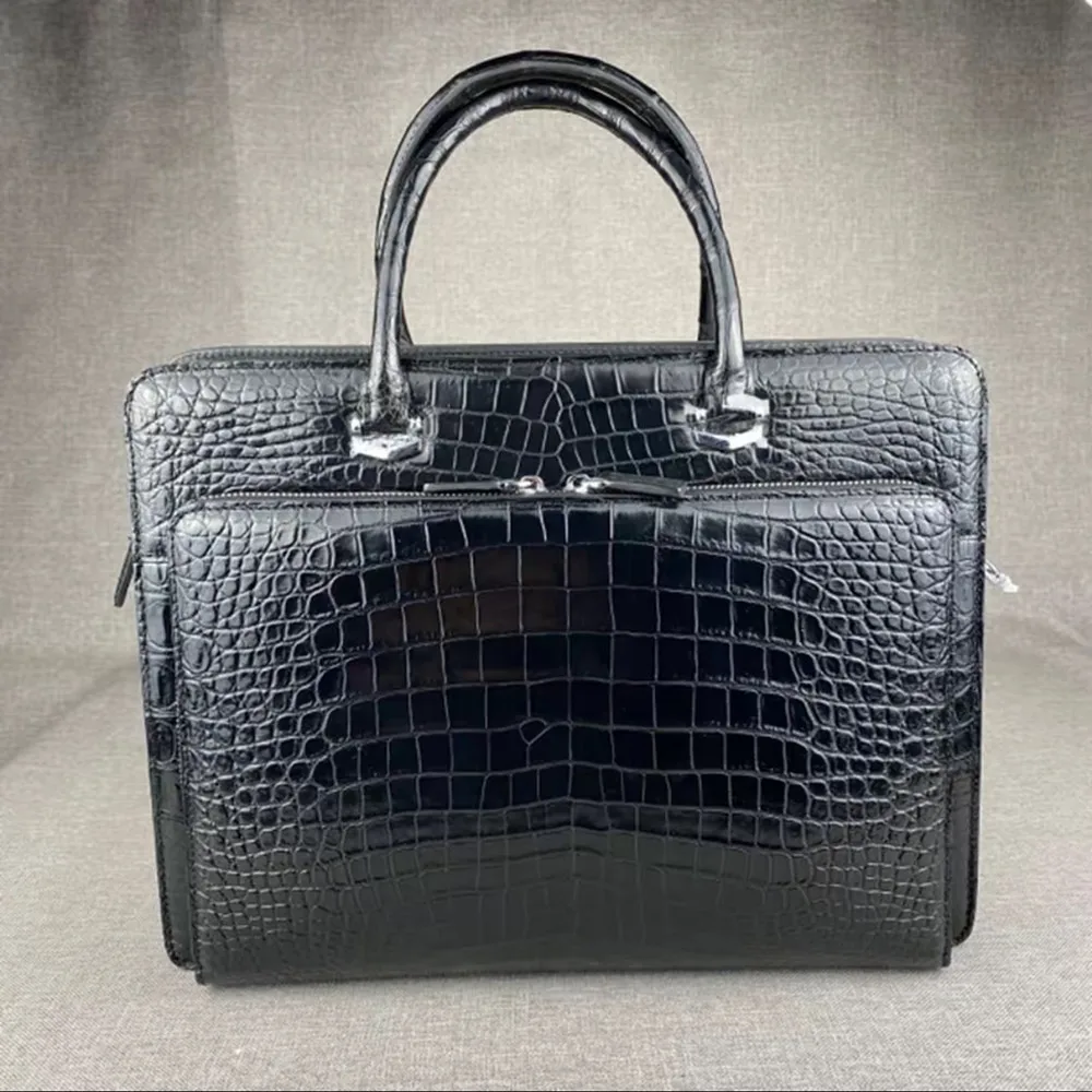 Authentic crocodile belly leather men's business briefcase real crocodile leather men's large work handbag fashion computer bag