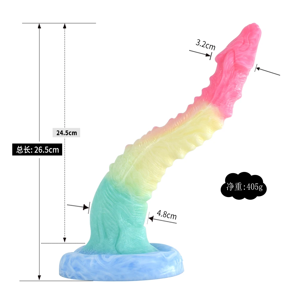 FAAK Curved Colorful Dildo Animal Snake Penis With Sucker G-spot Stimulate Soft Silicone Sex Toy Flexible Vagina Anal Masturbate