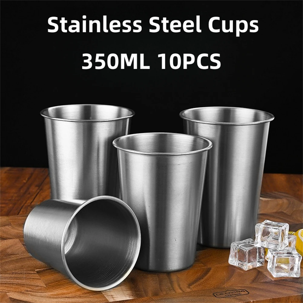 

10Pcs 350ML Stainless Steel Water Cup Stackable Drinking Coffee Mug 304 Stainless Steel Cups For Camping Trips Party