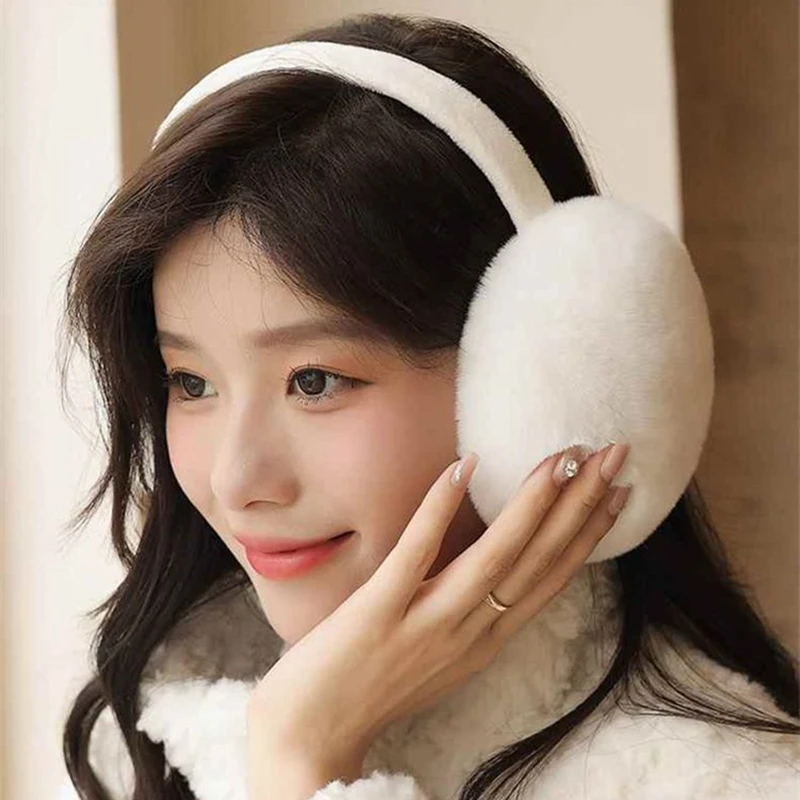 Portátil dobrável inverno quente earmuffs pele cor sólida orelha muffs ao ar livre proteção contra frio macio pelúcia orelha mais quente sking quente earflap