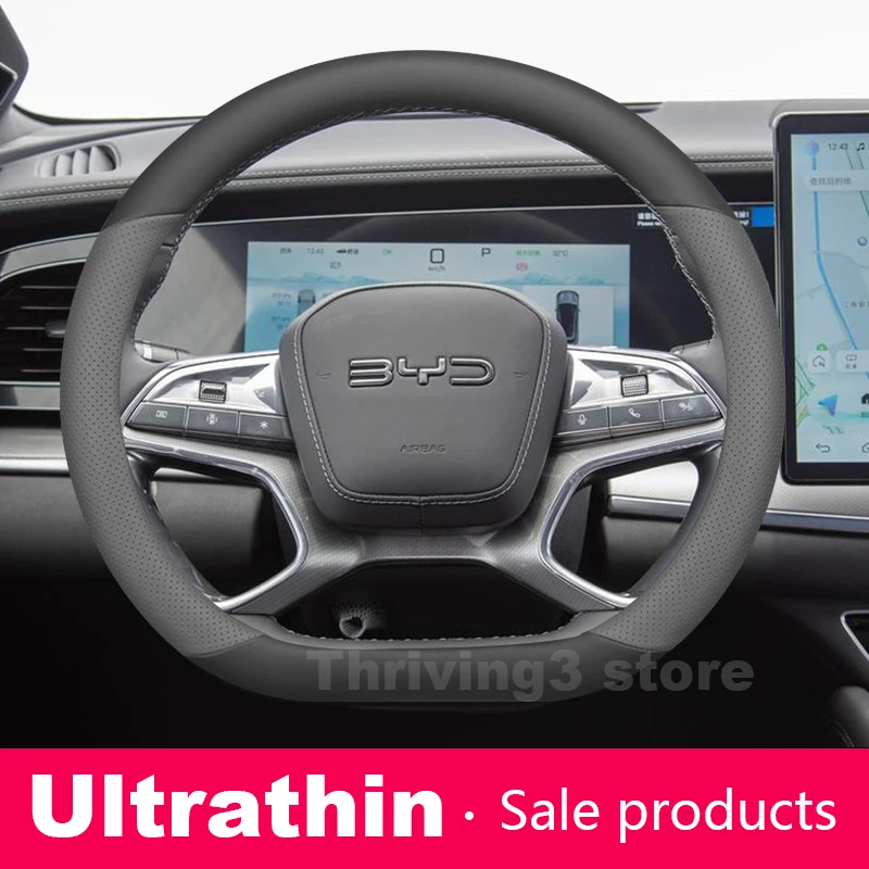 

Leather Car Steering Wheel Cover For BYD Sealion 7 Shark 6 Dolphin Mini surf YUAN UP ATTO 1 2 3 Qin plus song L Auto Accessories