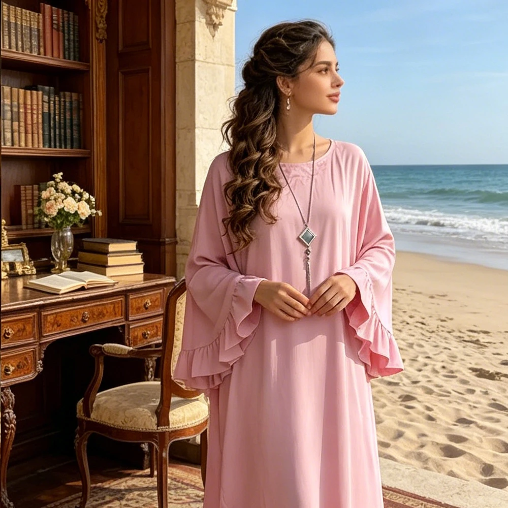 

Eid Abbayas for Woman Muslim Dress Dubai Abaya Turkey Kaftan Kebaya Caftan Marocain Femme Robe Islam Jalabiya Ramadan Vestidos