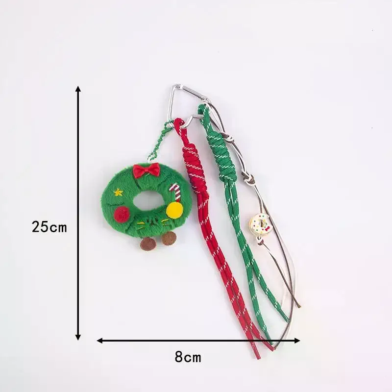 Christmas Plush Cartoon Gingerbread Man Christmas Wreath Pendant Keychain Backpack Hanging Ornament Xmas New Year Gift
