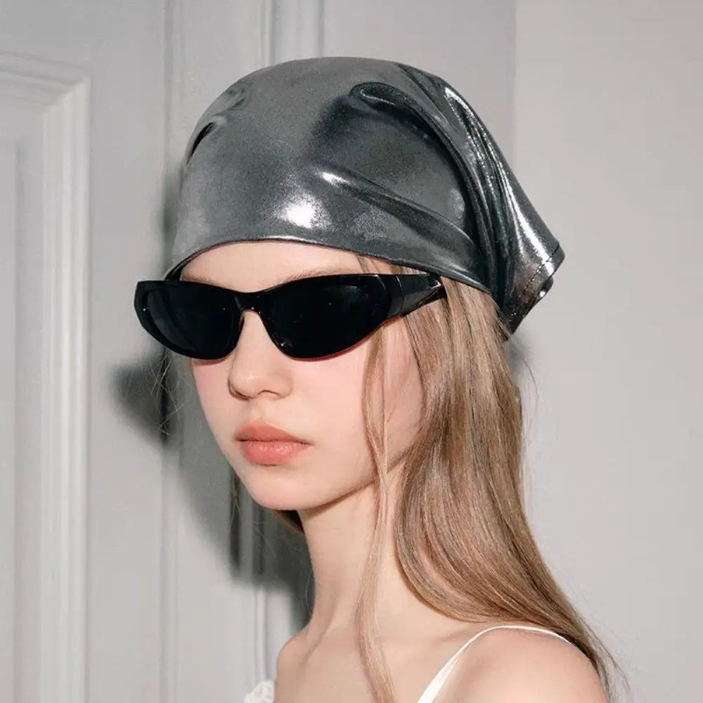 

Liquid Silver Leopard Print Scarf Original Design Spicy Girls Sunscreen Headscarf Hat Y2K Hair Shawl Wrap Hip-Hop Vintage Women