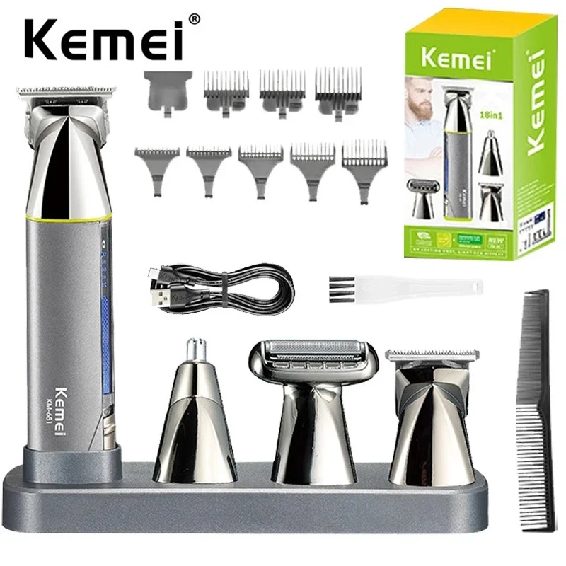 

Kemei Men's Shaver Cordless Razor Hair Clipper 4 in 1 Cordless Hair Trimmer Set Electric Nose Beard Trimmer Hair Cutting Machine