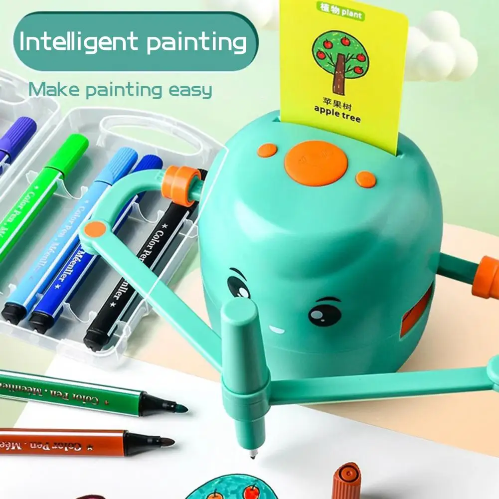 

Kids Drawing Robot Learning Robot Educational Painting Robot Toy for Kids with 100 Cards Pen Learning Aid for Boys Girls Fun