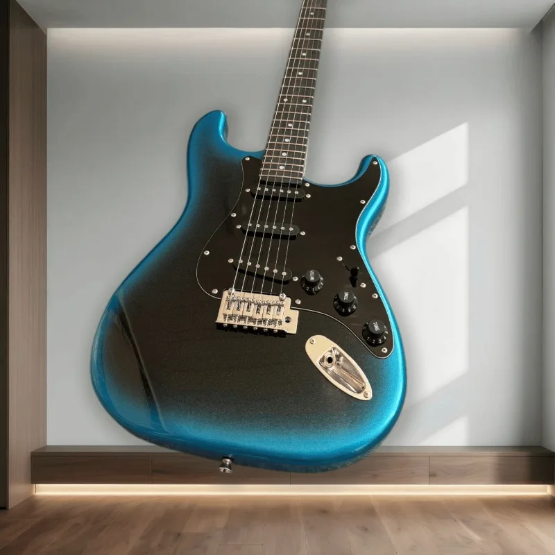 Hot Sales 6 String STQ Style Electric Guitar Blue Black Gradient Gloss Finish SSS Pickups Solid Body Electric Guitar Beginner