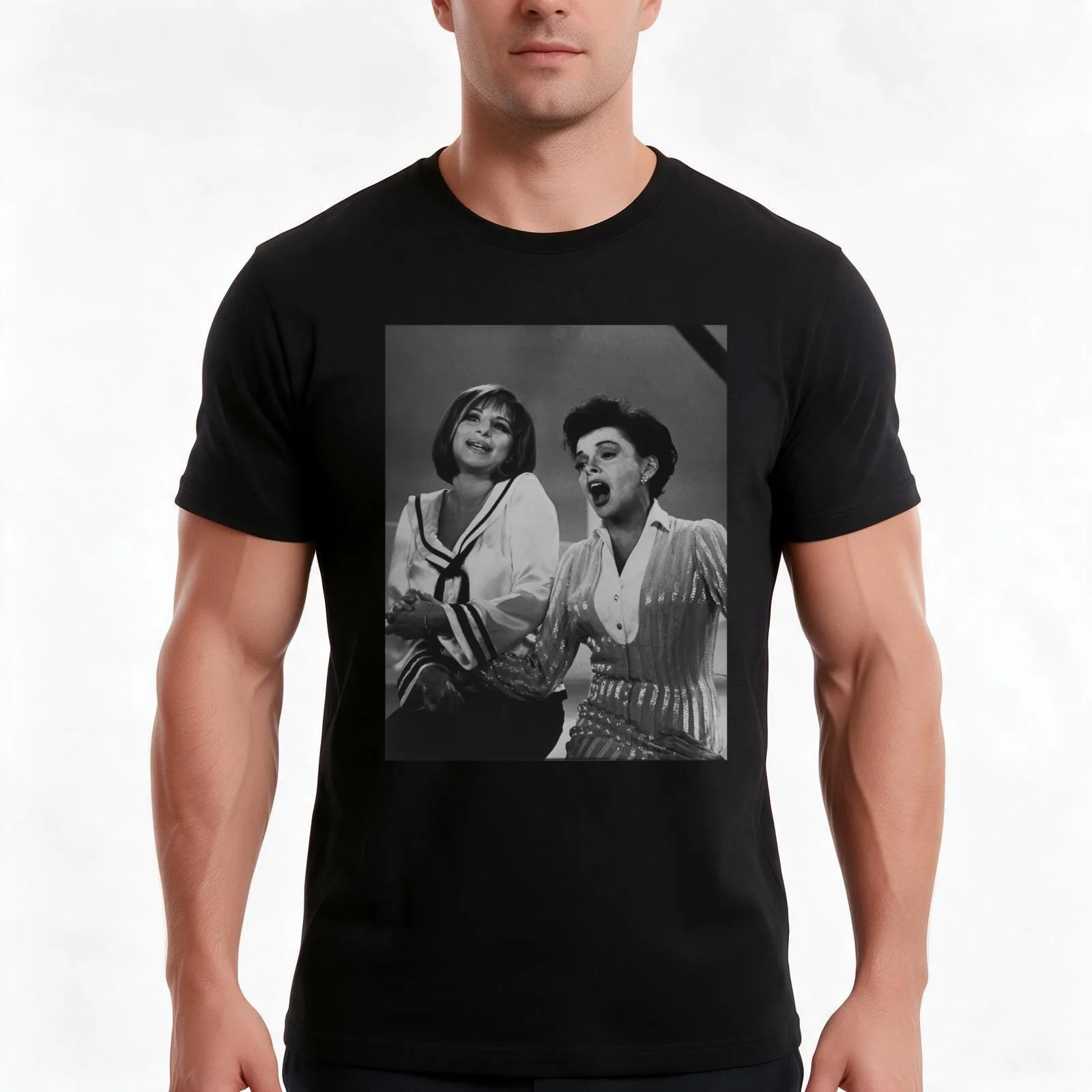Barbra & Judy T-Shirt, Summer Casual Cotton Tee, Oversized Streetwear Tops, Vintage Graphic Print, Loose Fit Short Sleeve