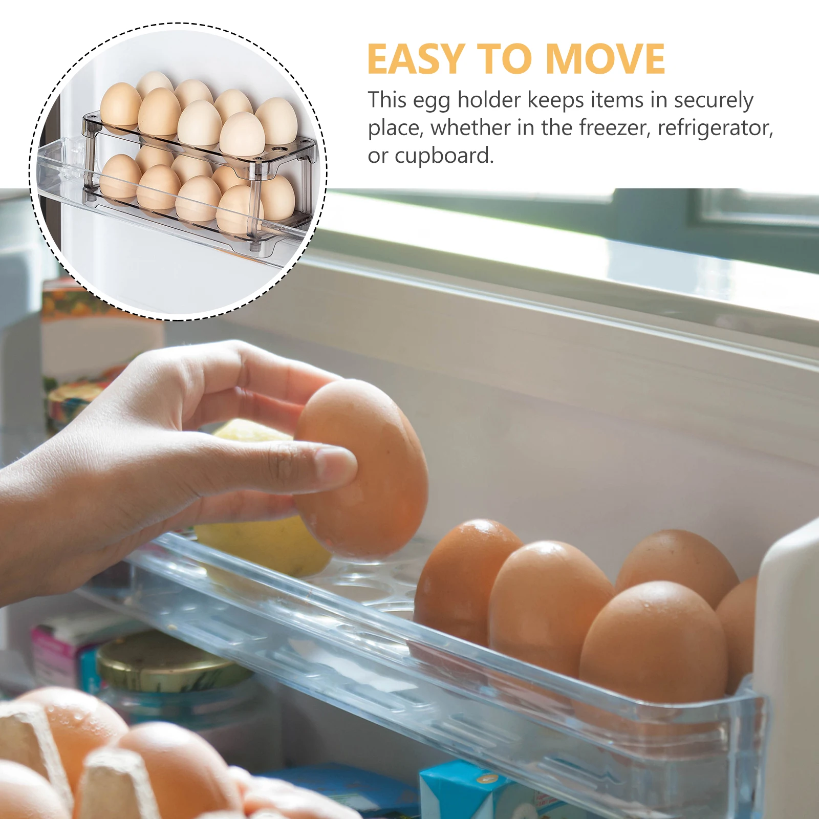 

Egg Bin for Refrigerator Storage Box Tray Double Layer Fridge Black Plastic Carton Holder