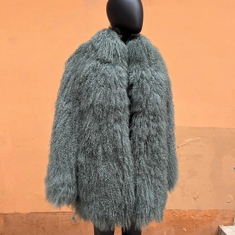 

Women Winter Jacket Natural Sheep Fur Coat Real Mongolian Lamb Fur Jackets High Quality Luxury Genuine Fur Coat