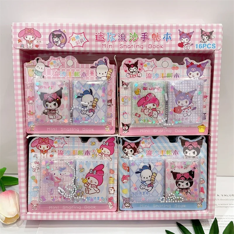 sanrio kawaii mini portable note book kuromi melody notebook planejador diario memo pad papelaria presente material escolar 16 jogo lote 01