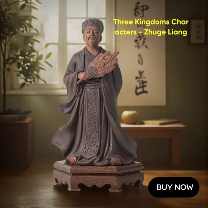 Ceramics Zhuge Liang Statue Characters from the Ancient Three Kingdoms Period Home Room Office Table Decoration and Accessories