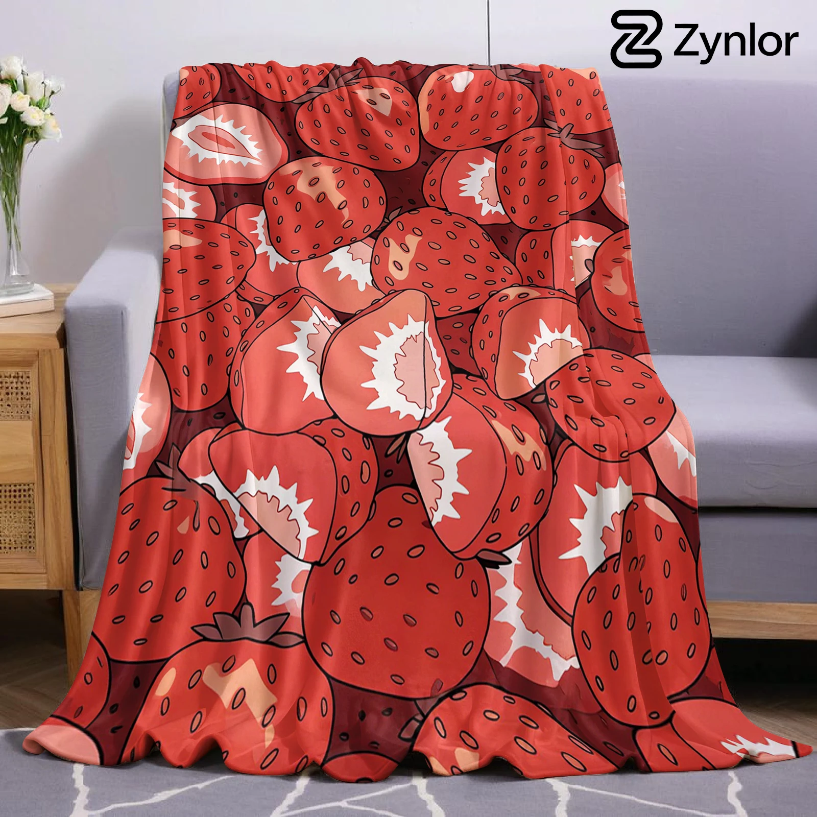 Strawberry Crush Christmas Fleece Throw Blanket Soft Warm Cozy Xmas Home Decor for Bed Sofa Couch Holiday Present