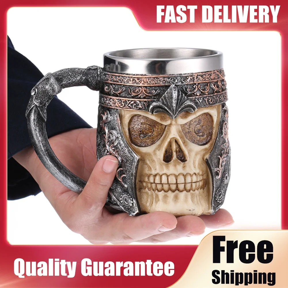 Resin Wine Glass Vintage Cocktail Glasses Beer Wine Cup (Samurai Skull)