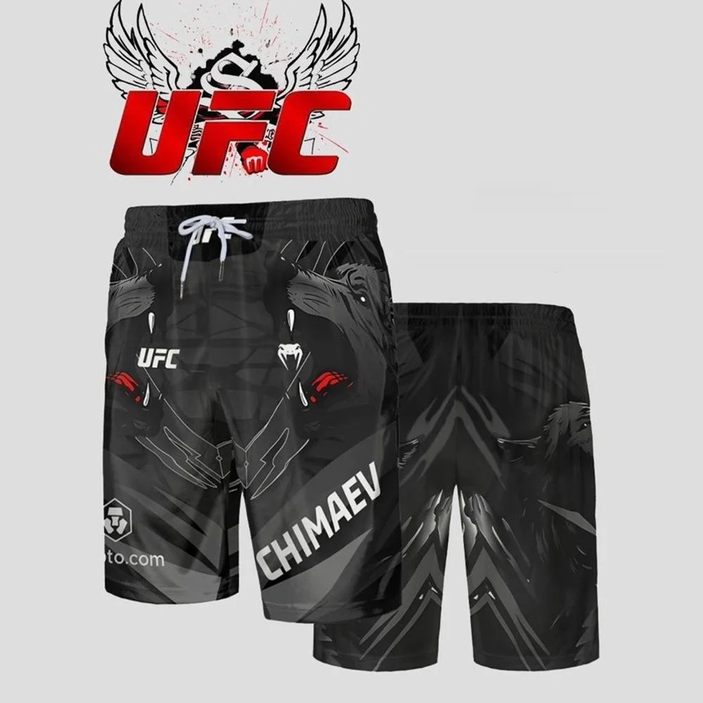 

UFC Khamzat Chimaev, новый дизайн, шорты, мужские спортивные шорты для фитнеса и тренировок, свободные дышащие быстросохнущие боксерские шорты