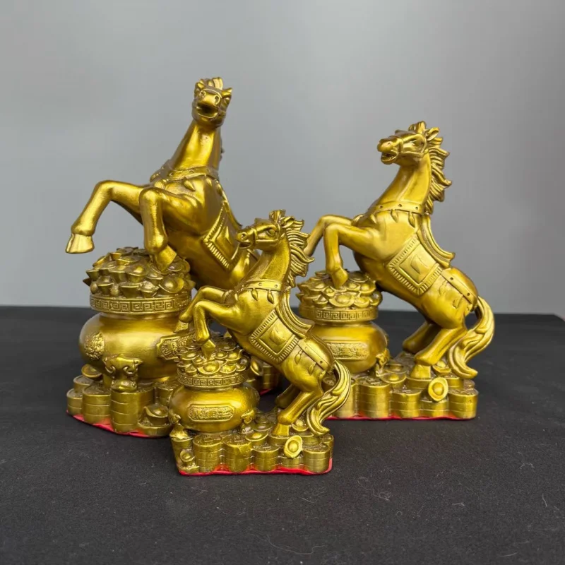 

Bronze Ruyi Money Horse Ornament Horse to Success Zodiac Horse Leaping Horse Living Room Wine Cabinet Decoration Opening Housewa