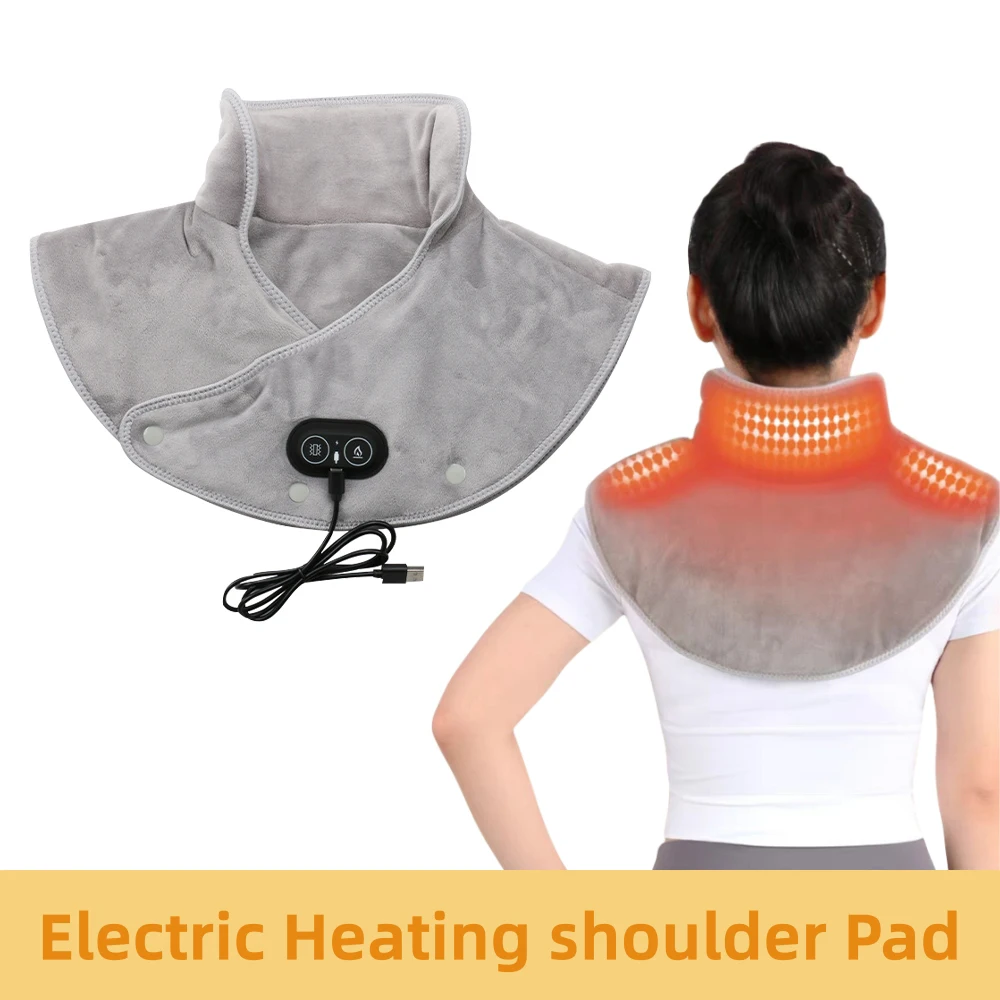 Electric Shoulder Neck Pad Heated Therapy Massage Vibration Shawl Cervical Pain Relief Relieve Fatig Warmer Back Support Tools