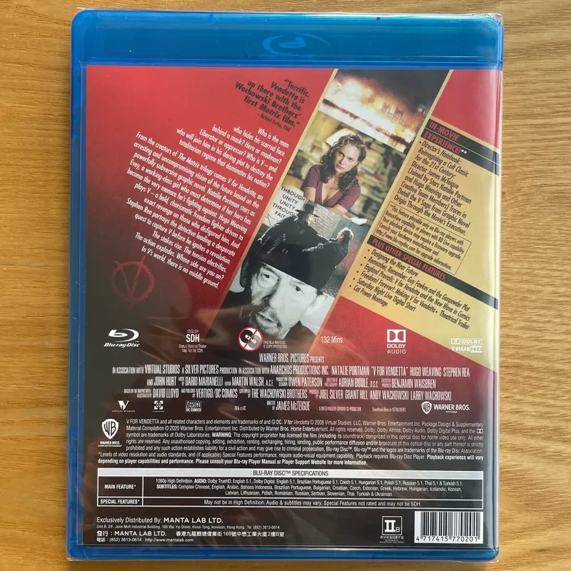 V for Vendetta Blu ray Disc Hong Kong Version Brand New Sealed Original Packaging