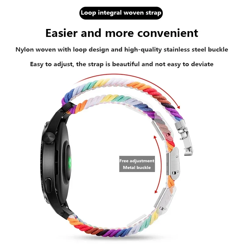 22mm 20mm Nylon Strap For Samsung Galaxy Watch 6 5 4/Gear S3 Magnetic Buckle Metal Adjustment Band For Huawei IWatch 4 GT2/3 Pro image 2