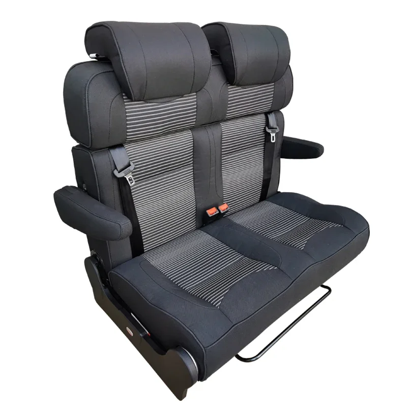 RV 2 Fold Double Caravan Seats With Fabric Cover For The Campervan Bed Seating With Rotatable Backrest Limousine Seats