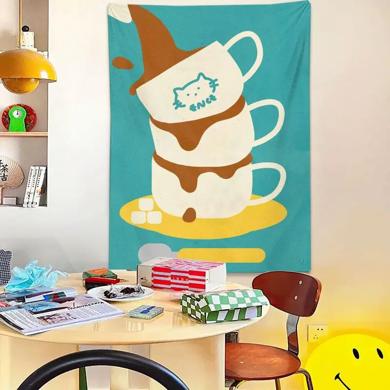 VIKAMA Cute Bear Donut Tapestry, Korean-Style Instagram-Worthy Cartoon Bear Wall Hanging, Bedroom Home Decor