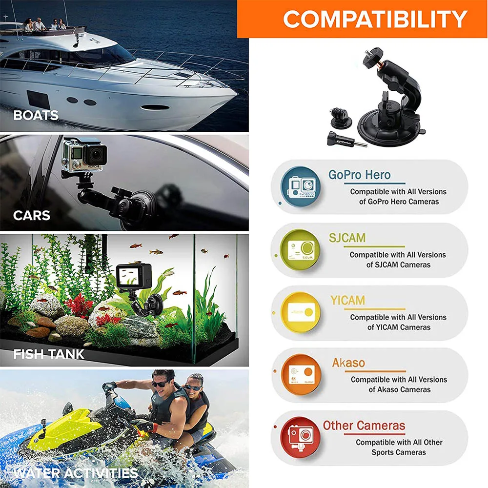 Car Suction Cup Mount for GoPro Hero 1 2 3 4 SONY Insta360 One R X2 DJI OSMO Action Camera Accessories Windshield Window