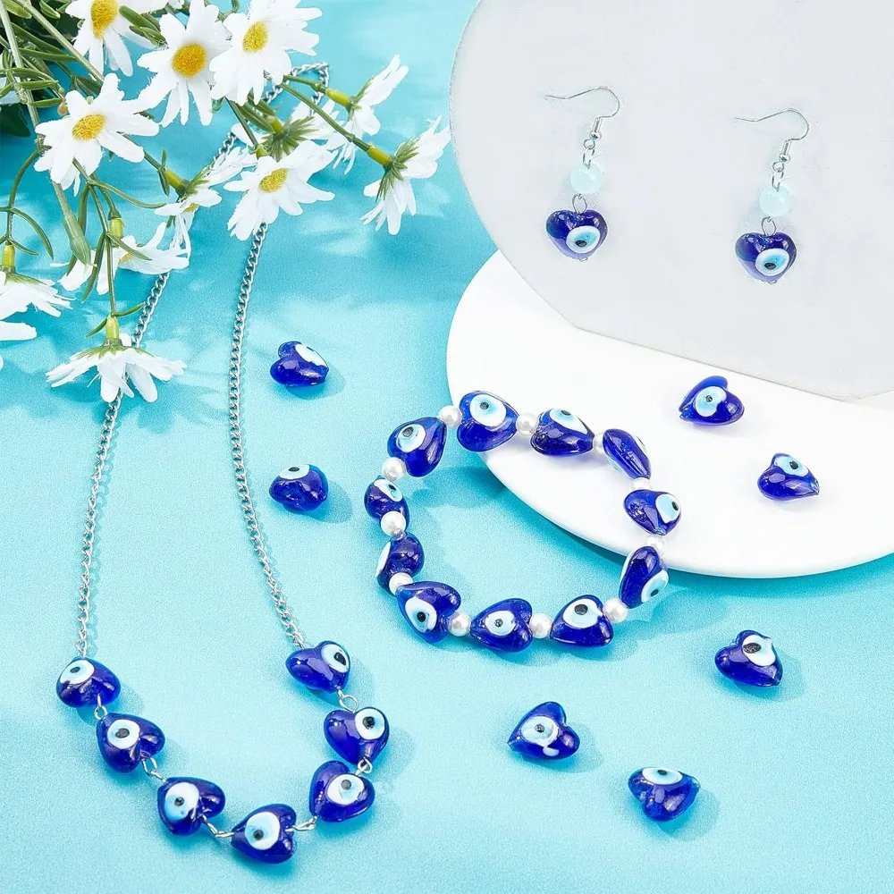 48 Pcs Heart Beads, 0.6×0.4