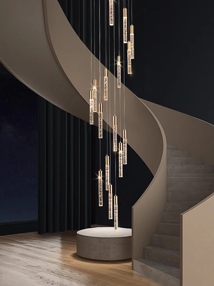 Imagem -02 - Staircase Pendant Lamp For Living Room Staircase Crystal Lamp Luxury Restaurant Lamp Iluminação Interior Bedroom Bedside Lamp