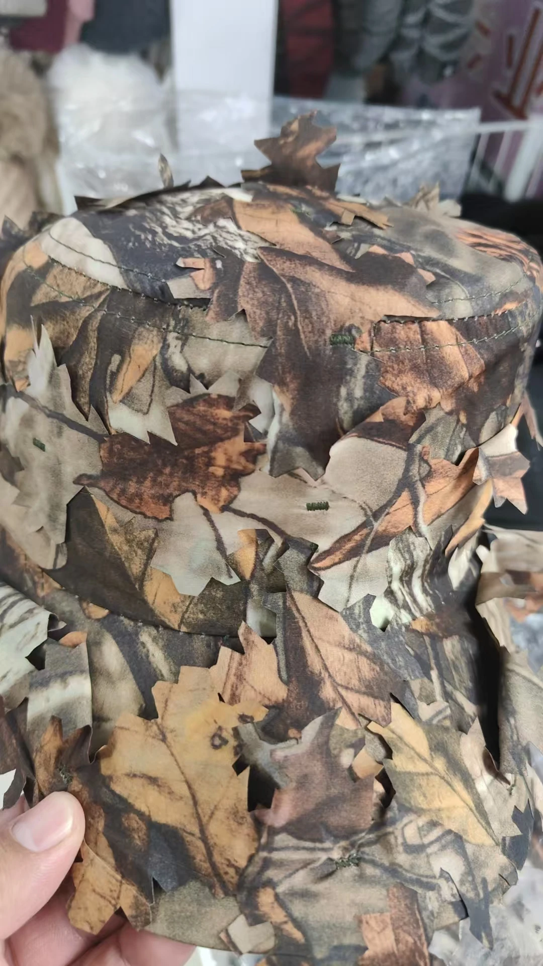 1PC Camouflage Outdoor Taktische Kappe mit 3D Bionic Leaf Camo Jagd Hut Versteckte Dschungel Sniper Hut Sonnenschutz Kappe – Detail 12