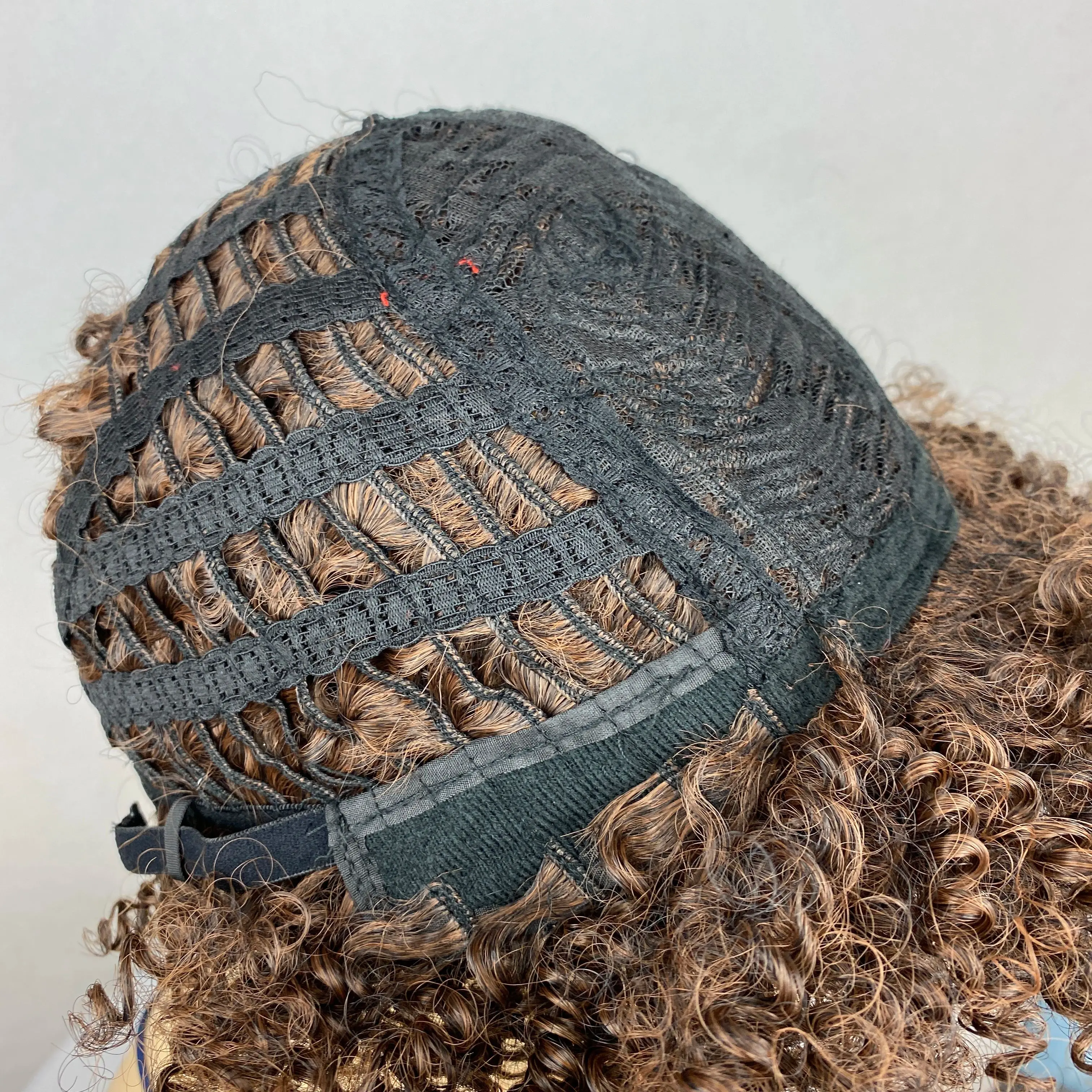 Fashiomag Short Afro Kinky Curly Brown Mix Synthetic Hair Wigs African American Women Natural Wigs