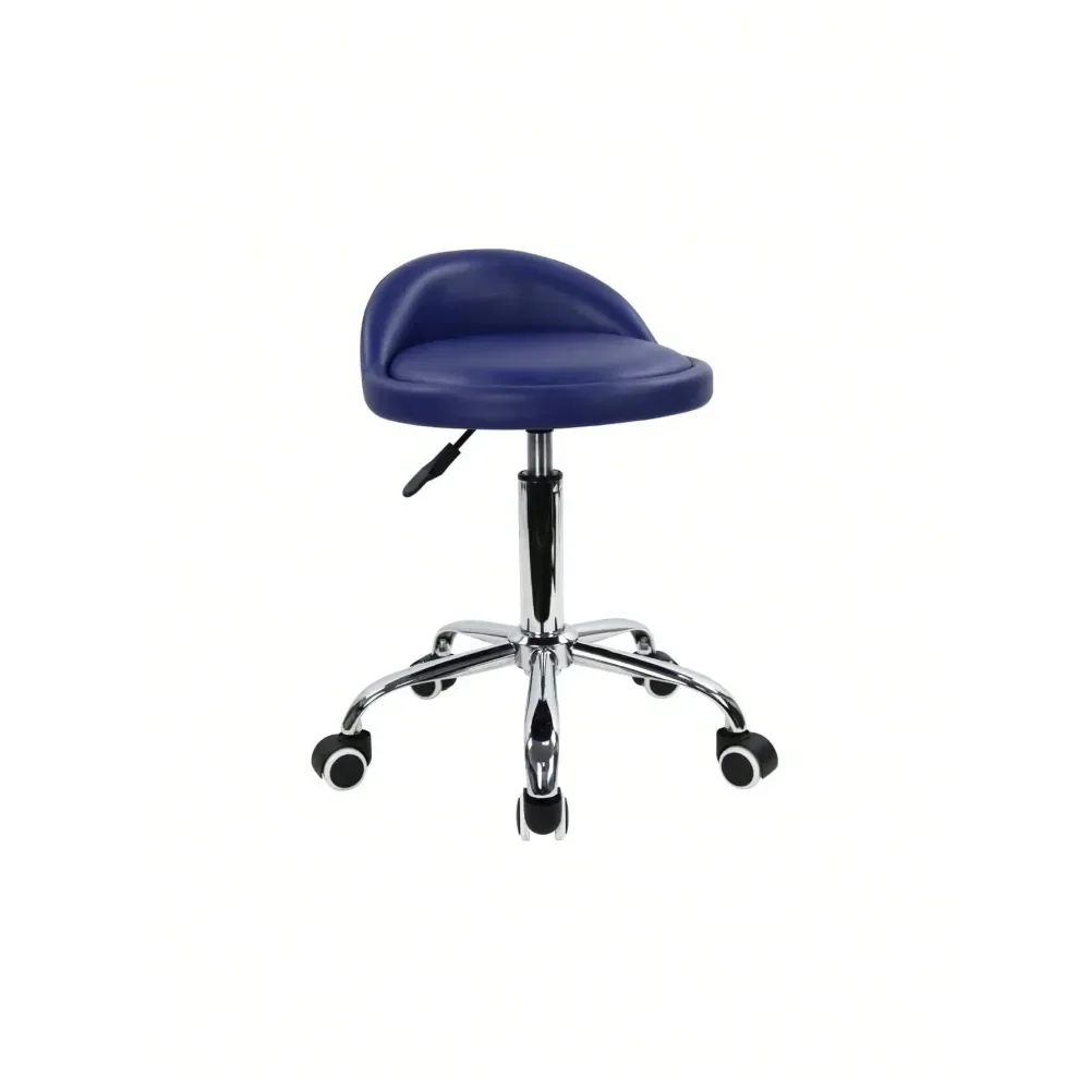 

Leather Round Rolling Stool With Back Rest Height Adjustable Swivel Drafting Work SPA Task Chair With Wheels Blue,40062080